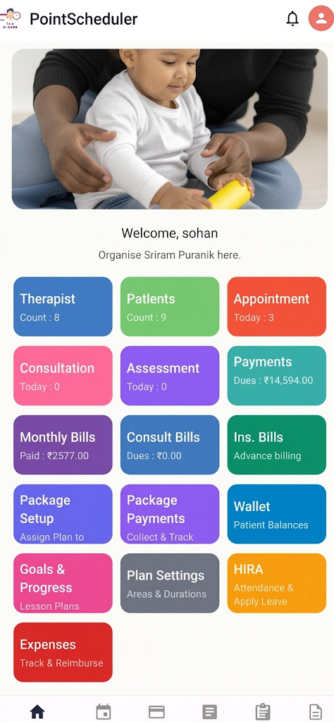 PointScheduler mobile app dashboard